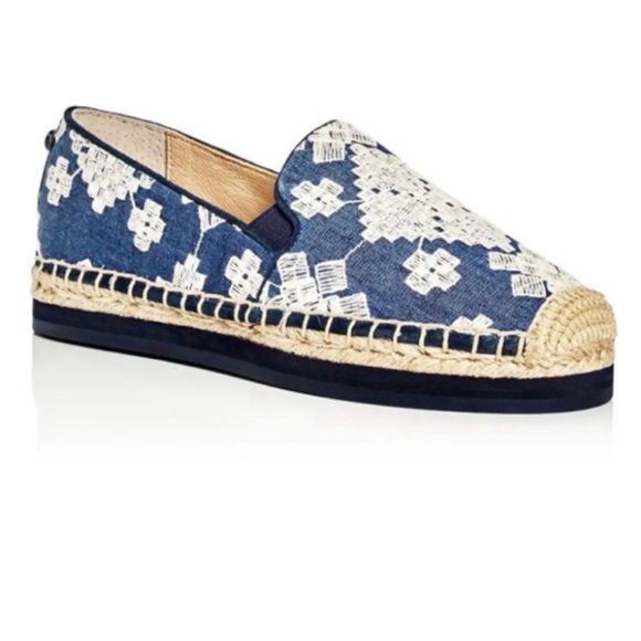 Botkier Shoes - Botkier “Sara” Blue Embroidered Espadrilles – Size 10 – Geometric Embroidery
